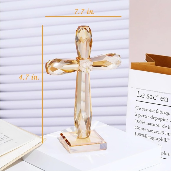 Champagne Crystal Standing Cross Figurine,Religious Gifts, Handmade

5014 - Picture 4 of 6